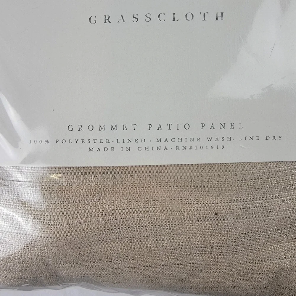 Ricardo Grasscloth Lined Grommet Patio Panel Beige Linen 110x84 Extra Wide NEW